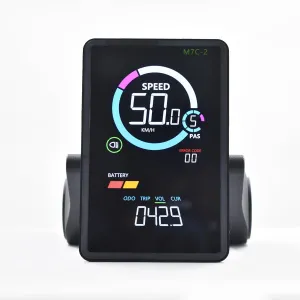 Ebike Display, UART No. 2 Protocol, 24V-60V ABS Colorful Cycling Computer with Charging Port for Mobile Devices, Vertical Ebike LCD Display to Enrich Cycling Journey