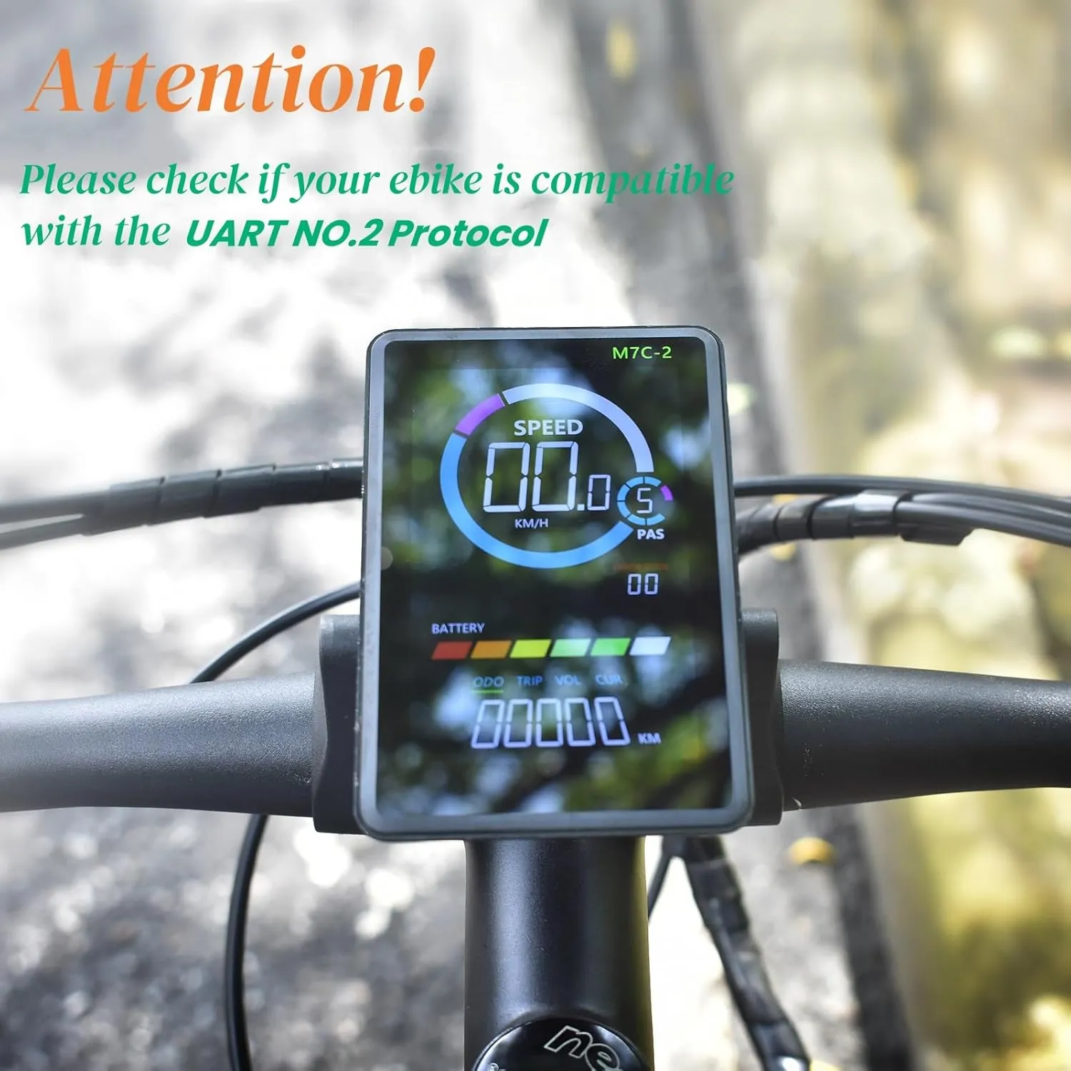 Ebike Display, UART No. 2 Protocol, 24V-60V ABS Colorful Cycling Computer with Charging Port for Mobile Devices, Vertical Ebike LCD Display to Enrich Cycling Journey