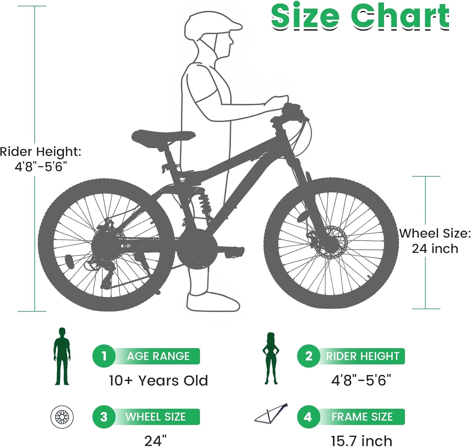 Ecarpat 24/26/27.5 Inch Mountain Bike, Dual/Front Suspension Mens Mountain Bike with 21 Speeds High-Carbon Steel Frame and Disc/V Brakes, Adult Sport Bicycle for Trail Snow Commuter City Road