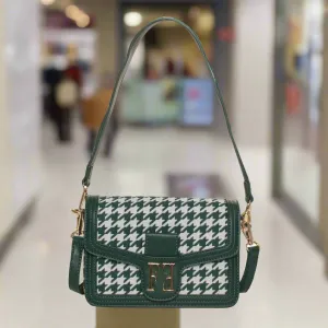 Egon Von Furstenberg green checkered graphic print Handbags