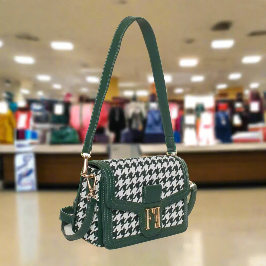 Egon Von Furstenberg green checkered graphic print Handbags