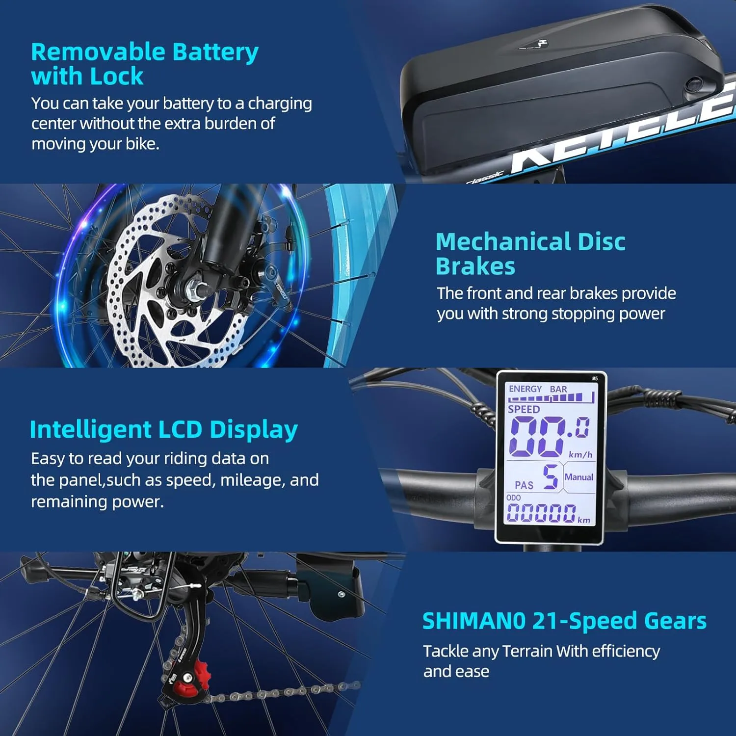 Electric Bike 1000W/2000W Motor, UL Certified, 48V 15/23AH Removable Battery, 26" Fat Tire All-Terrain Ebike, Aluminum Frame, Dual Hydraulic Suspension, Front and Rear Lights, 28-32MPH