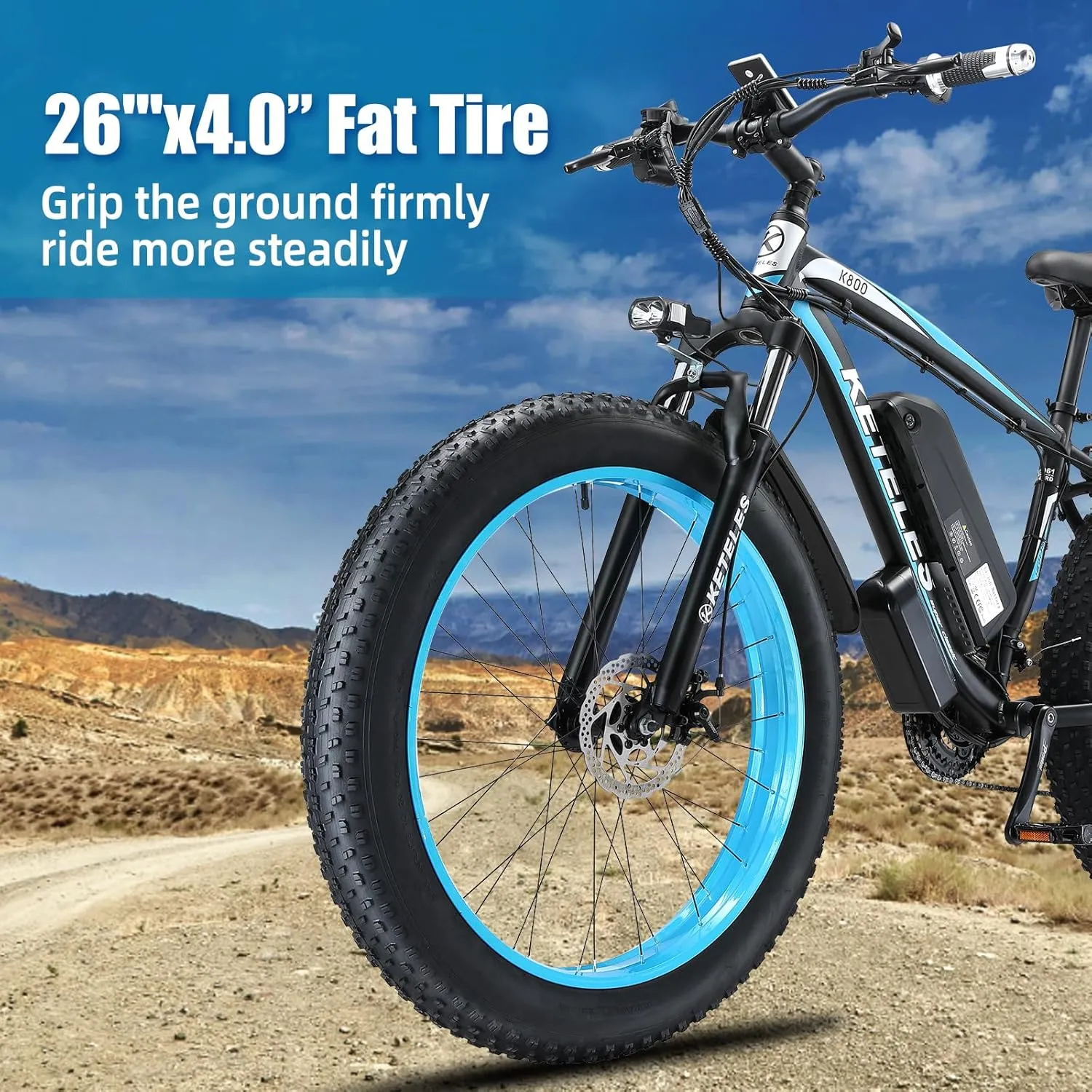 Electric Bike 1000W/2000W Motor, UL Certified, 48V 15/23AH Removable Battery, 26" Fat Tire All-Terrain Ebike, Aluminum Frame, Dual Hydraulic Suspension, Front and Rear Lights, 28-32MPH