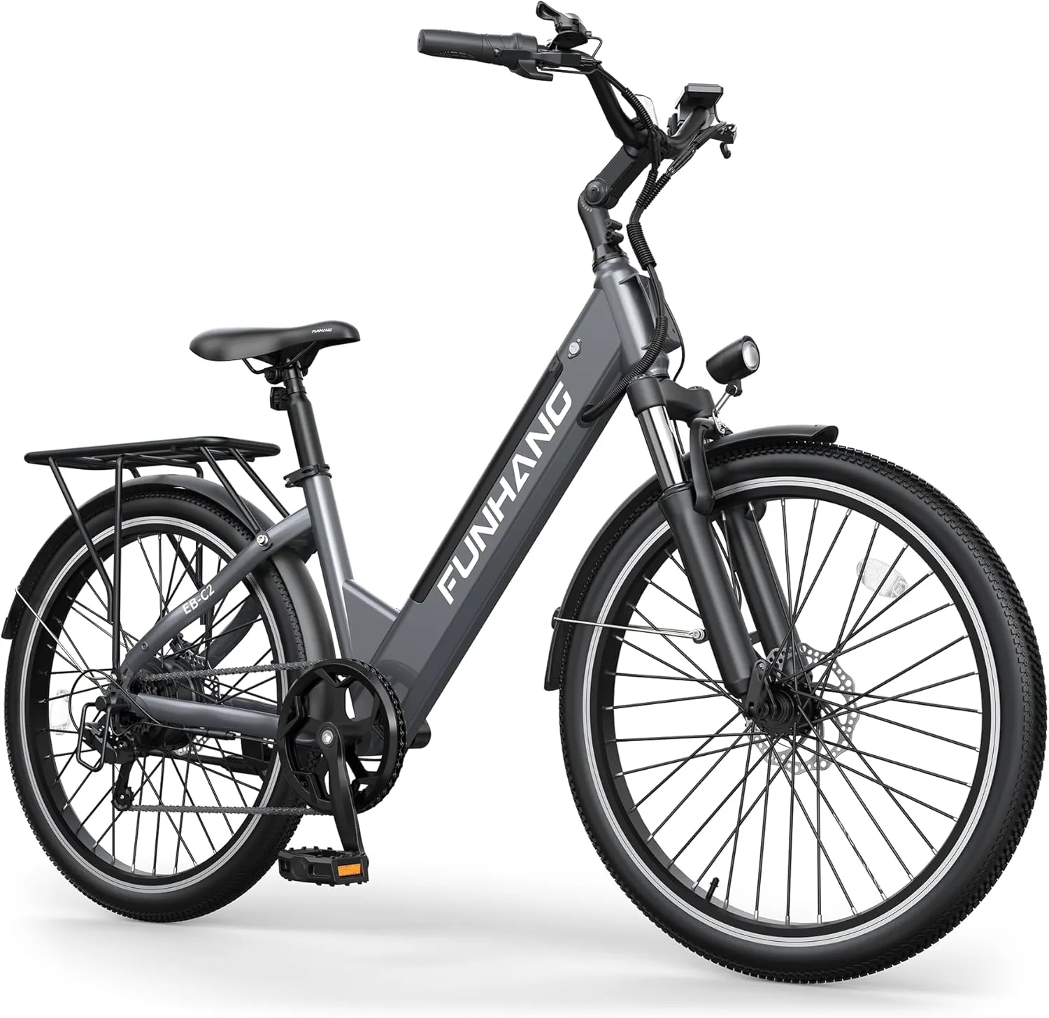 Electric Bike for Adults, 1000W Peak Ebike, 50Miles 21.7MPH Step Thru Electric Bicycle, 26" Commuter E Bikes with 48V Built-in Removable Battery, Adjustable Stem, 7-Speed, Front Suspension