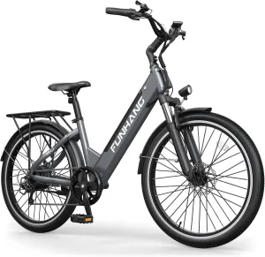 Electric Bike for Adults, 1000W Peak Ebike, 50Miles 21.7MPH Step Thru Electric Bicycle, 26" Commuter E Bikes with 48V Built-in Removable Battery, Adjustable Stem, 7-Speed, Front Suspension