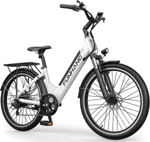 Electric Bike for Adults, 1000W Peak Ebike, 50Miles 21.7MPH Step Thru Electric Bicycle, 26" Commuter E Bikes with 48V Built-in Removable Battery, Adjustable Stem, 7-Speed, Front Suspension