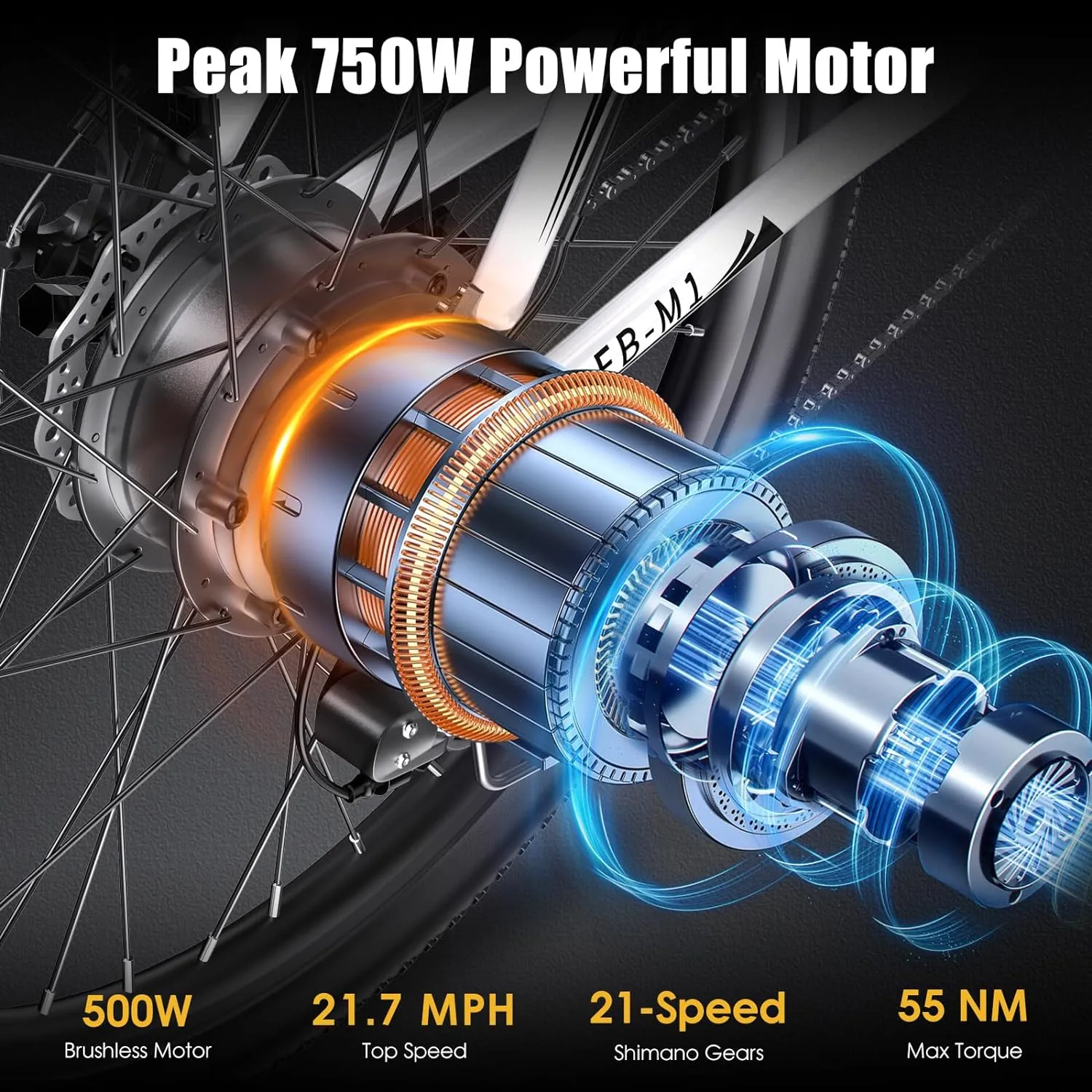 Electric Bike for Adults, Peak 1000W Ebike, 50Miles 21.7MPH Adult Electric Bicycles, 26" Electric Mountain Bike 48V 374.4WH Battery, Commuter E Bike with Adjustable Stem, Fenders, 21 Speed