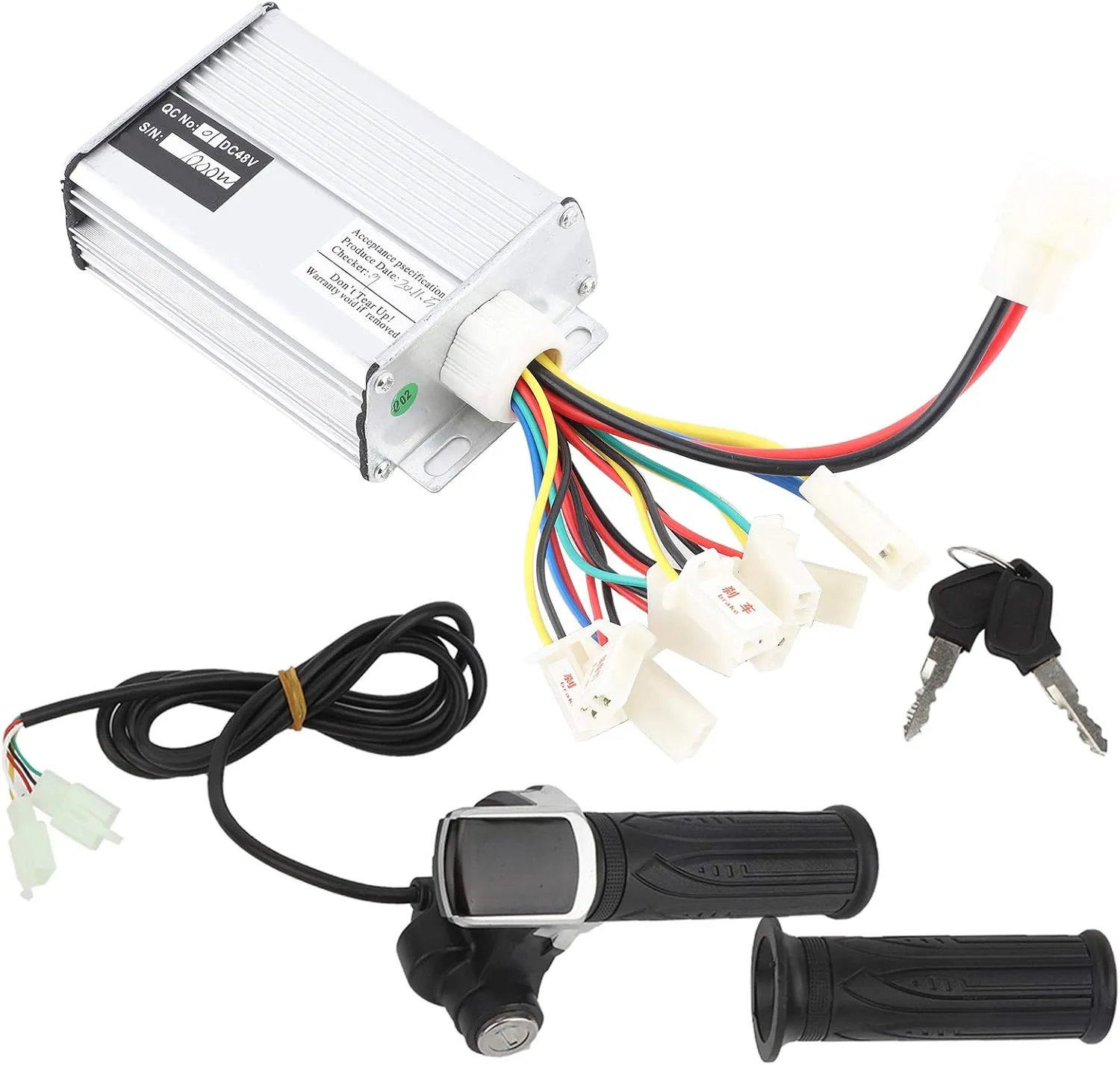 Electric Motor Controller Kit, 48V 1000W Speed Controller with Lock Accessory 22mm/0.87in E Bicycle Twist Handlebar with LCD Display Panel for Electric Scooters Tricycles