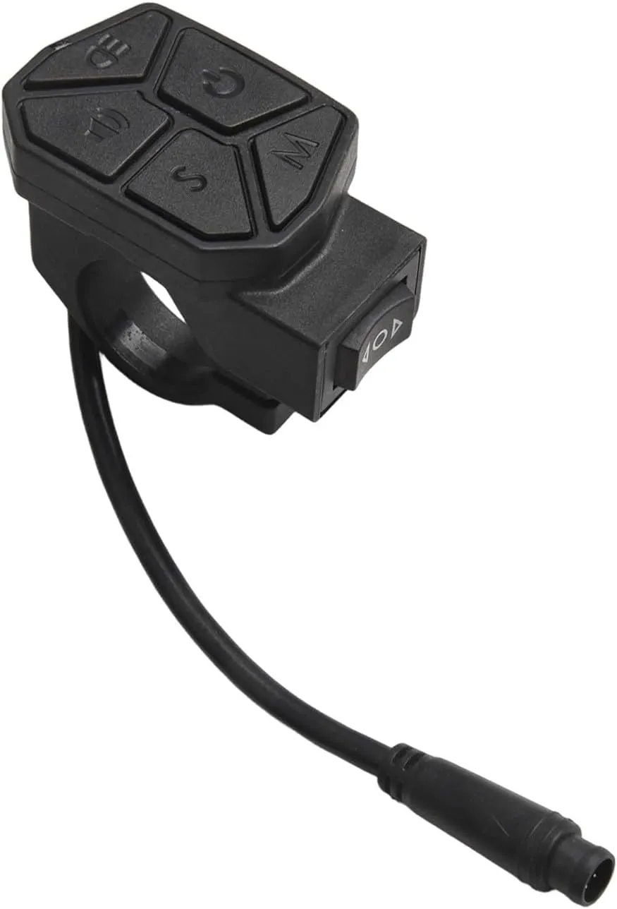 Electric Scooter Control Button Waterproof 6 Pin for Steering Headlight, Plastic Shell with 7 Functions, Left Right Turn Signals, Easy Install, Rain-Proof, 33x48.5x59mm
