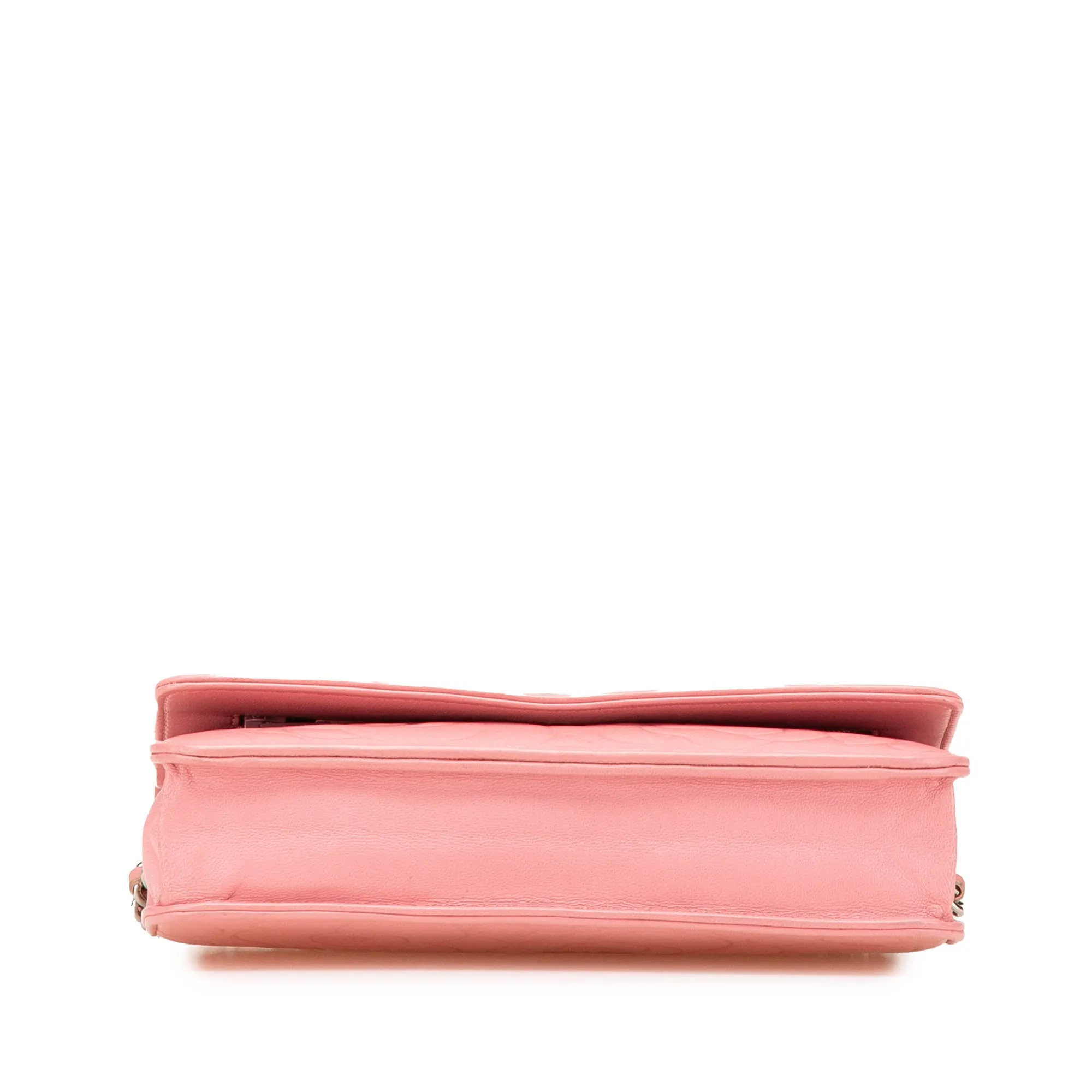 Embossed Lambskin Camellia Wallet On Chain