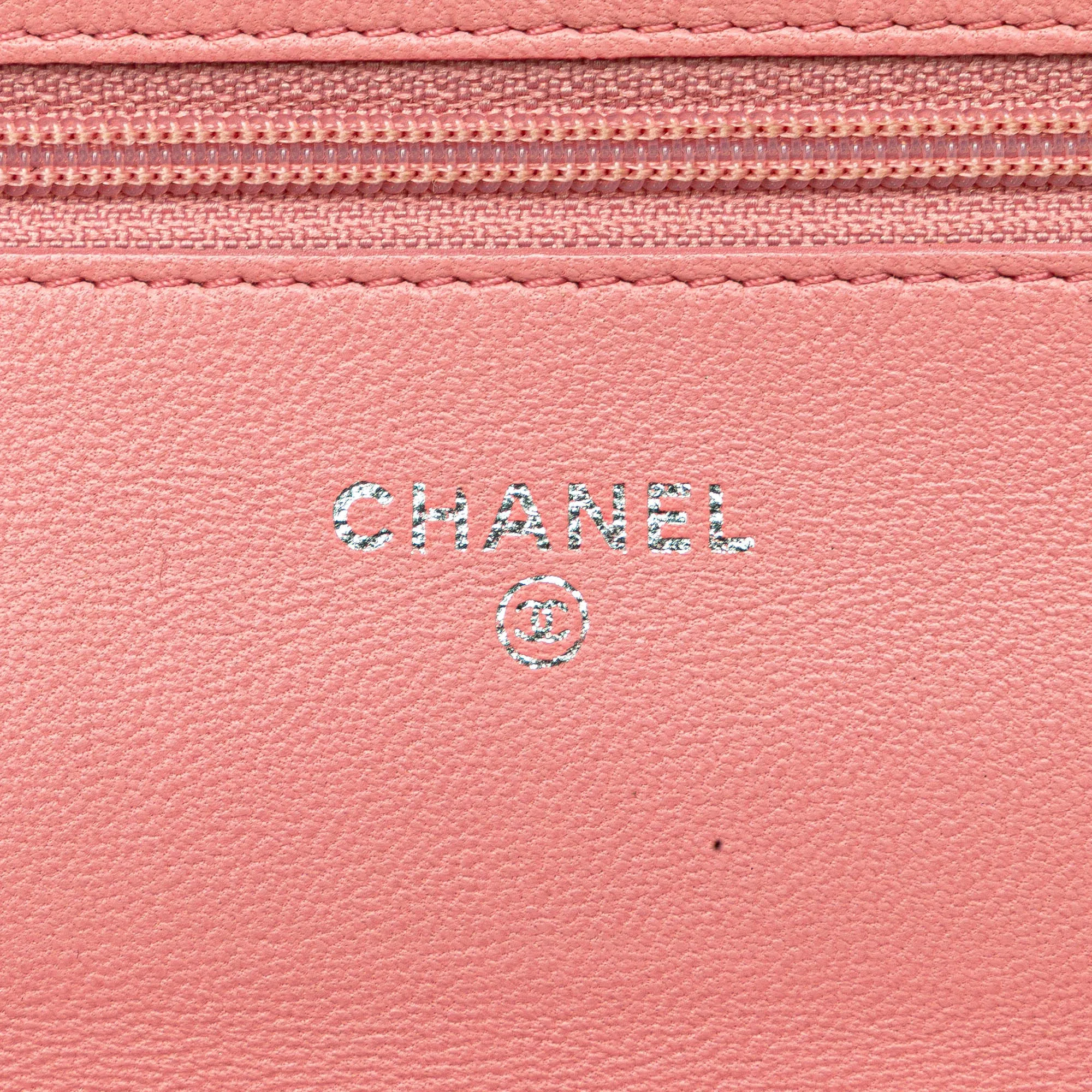 Embossed Lambskin Camellia Wallet On Chain