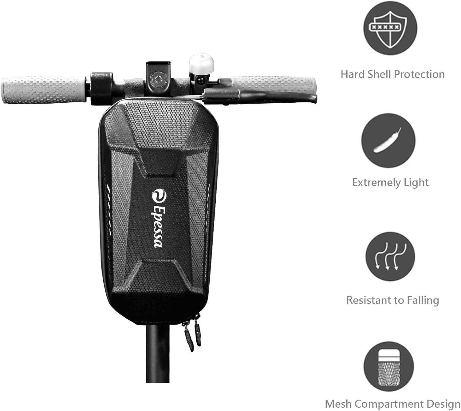 Epessa Universal Scooter Bag, EVA Handlebar Waterproof Front Bag for Carrying Charger Tools Repair Tools/Large Capacity/Portable (2L)