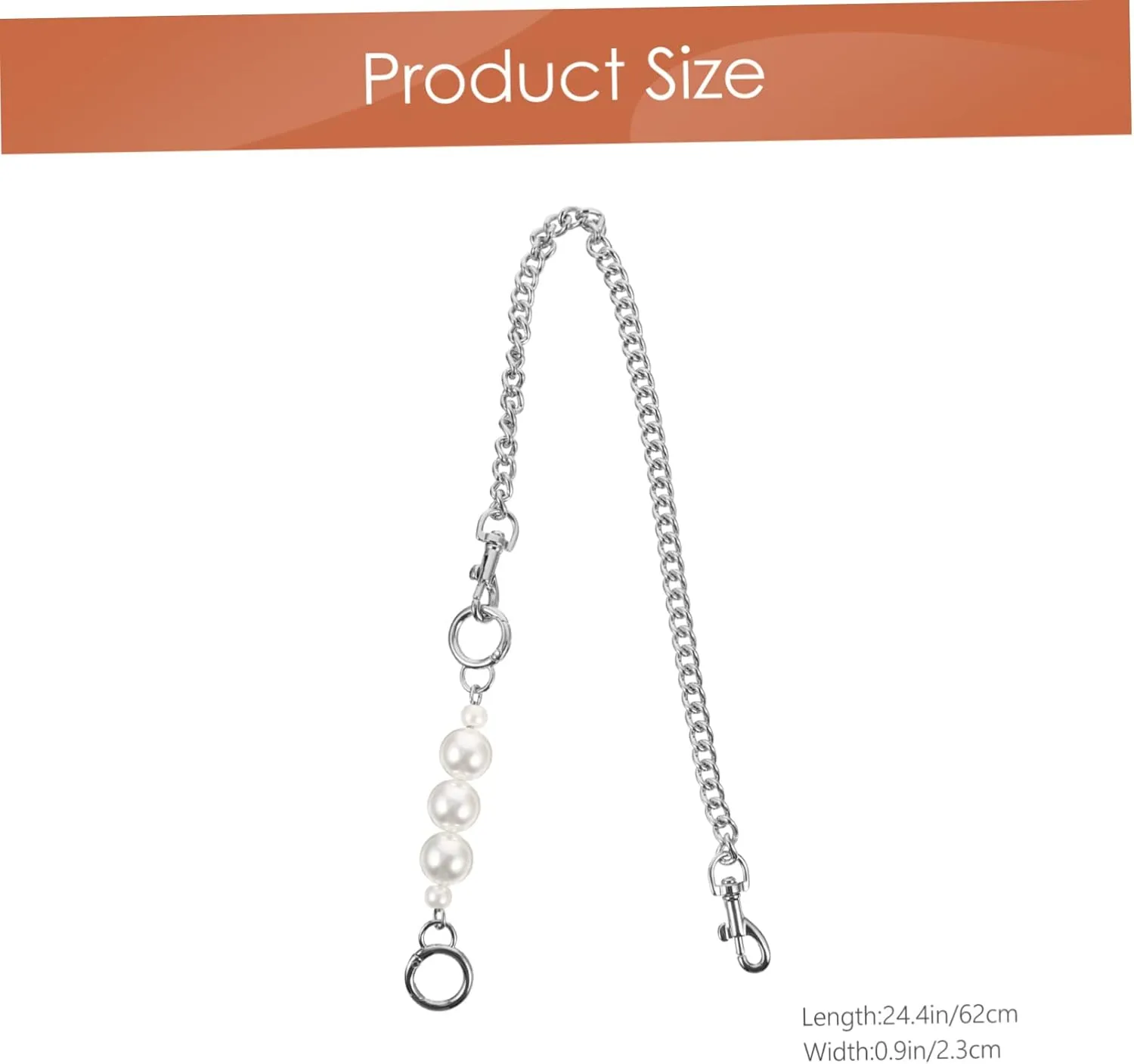 ERINGOGO DIY Pearl Chain Handbag Accessory Durable Metal Chain for Purse Replacement for Clutches Messenger Bags and Stylish Shoulder Bags for Travel and Everyday Use