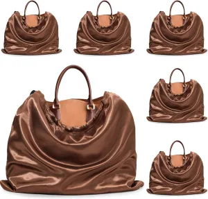 Ersmak 6 Pack Dust Bags for Handbags - Brown Silk Dust Cover Bag for Purses Shoes - Satin Drawstring Dustproof Bags for Travel Storage - 23.6 x 19.7 In