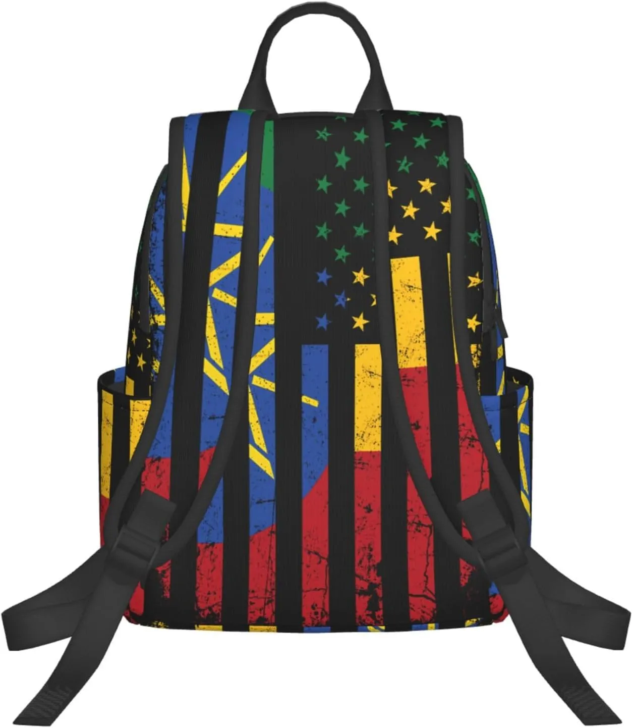 Ethiopian American Flag Ethiopian Roots Travel Backpacks Casual Laptop Backpack Sport Rucksack Large Capacity Daypack Multi-Pockets Adjustable Strap Bag for Working Hiking