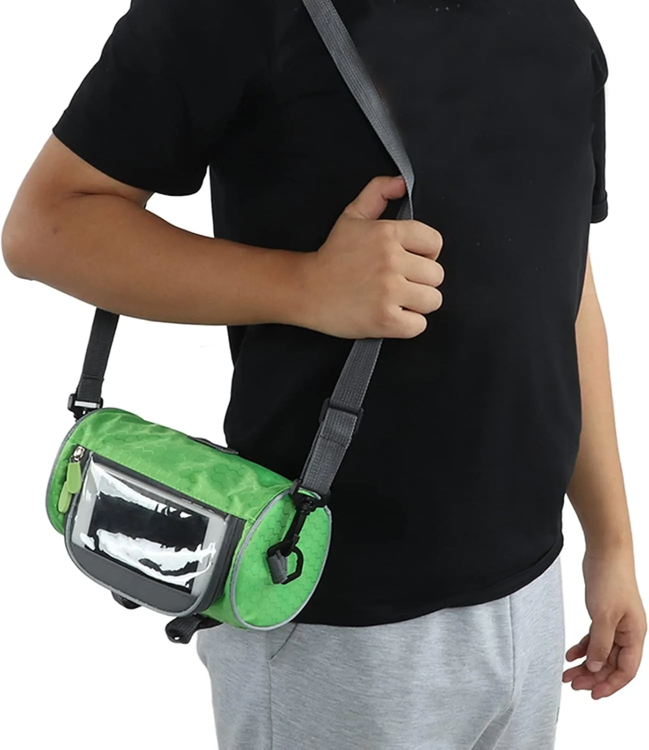 EVTSCAN Waterproof Handlebar Bag Cycling Front Storage Bag with Detachable Shoulder Strap for Mobile Phone Navigation