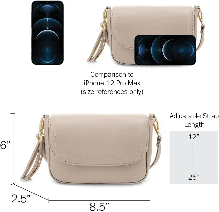 EVVE Small Crossbody Bags for Women Trendy Flap Saddle Purses with Tassel Vegan leather Shoulder bag