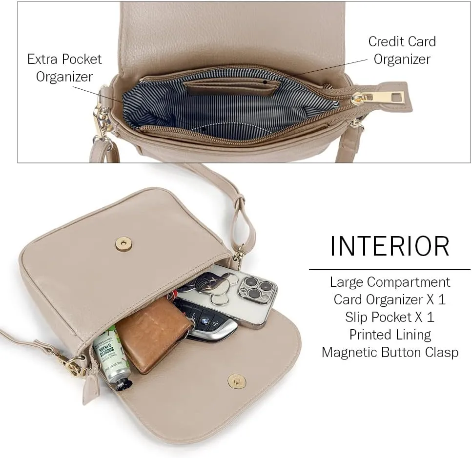 EVVE Small Crossbody Bags for Women Trendy Flap Saddle Purses with Tassel Vegan leather Shoulder bag