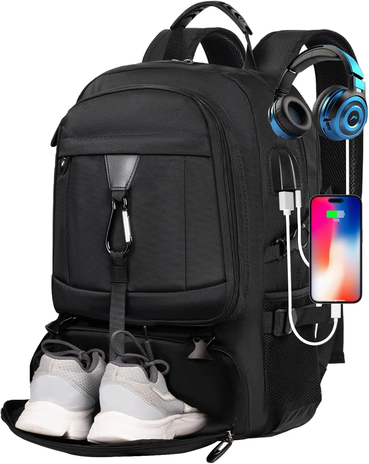 Extra Large Travel Backpack,Laptop Backpack for Men Women,Backpack with Shoe Compartment USB Charging Port,College Backpack,Fit 18.4 Inch Laptops for Business Hiking Camping(Fits above 5.74 ft height)