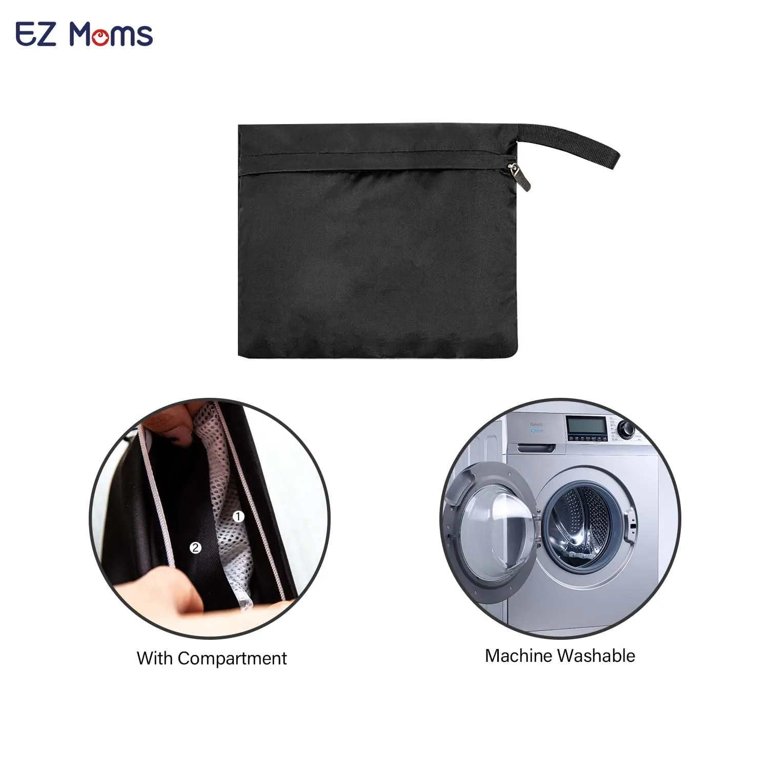 EZ Moms 6 Pcs Small Multipurpose Zipper Bags - 5.5''x6.1'' Wet Dry Reusable Bags for Travel, Daily Use, Cloth Diapers, Swimsuits