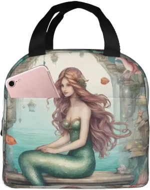 fairy tale mermaid03 print Lunch Bag, Food Handbags Case, Leakproof Insulated, for Work/Picnic/Beach/Travel