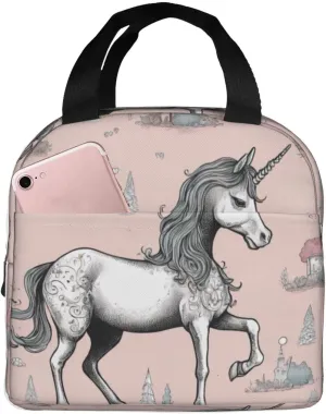 Fairy Tale unicorn04 print Lunch Bag, Food Handbags Case, Leakproof Insulated, for Work/Picnic/Beach/Travel