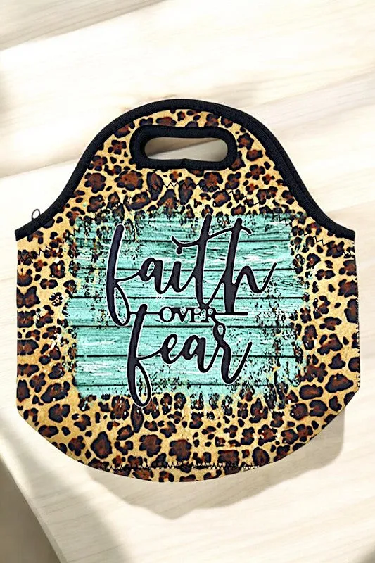 Faith over Fear Print Insulated Lunch Bag