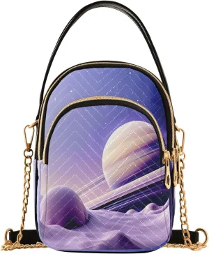 Fantasy Universe Galaxies Small Crossbody Bag Functional Multi Pocket Bag Shoulder Handbag