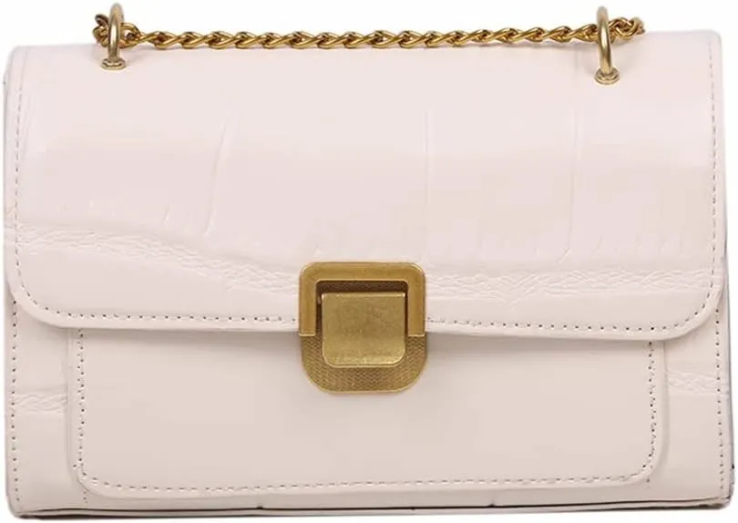Fashion Flap Crossbody Bags for Women - Retro Small Square Chain Purse & Handbag (Yellow)