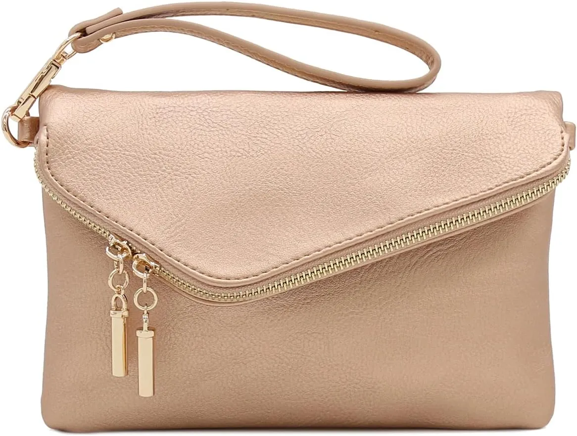 FashionPuzzle Envelope Wristlet Clutch Crossbody Bag with Chain Strap
