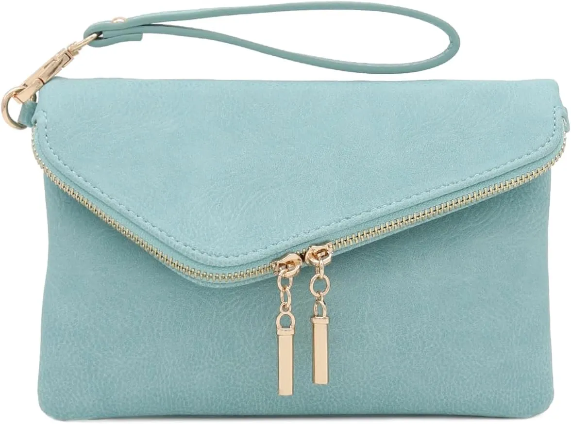 FashionPuzzle Envelope Wristlet Clutch Crossbody Bag with Chain Strap