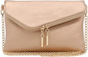 FashionPuzzle Envelope Wristlet Clutch Crossbody Bag with Chain Strap