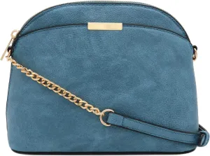 FashionPuzzle Faux Leather Small Dome Crossbody Bag with Chain Strap
