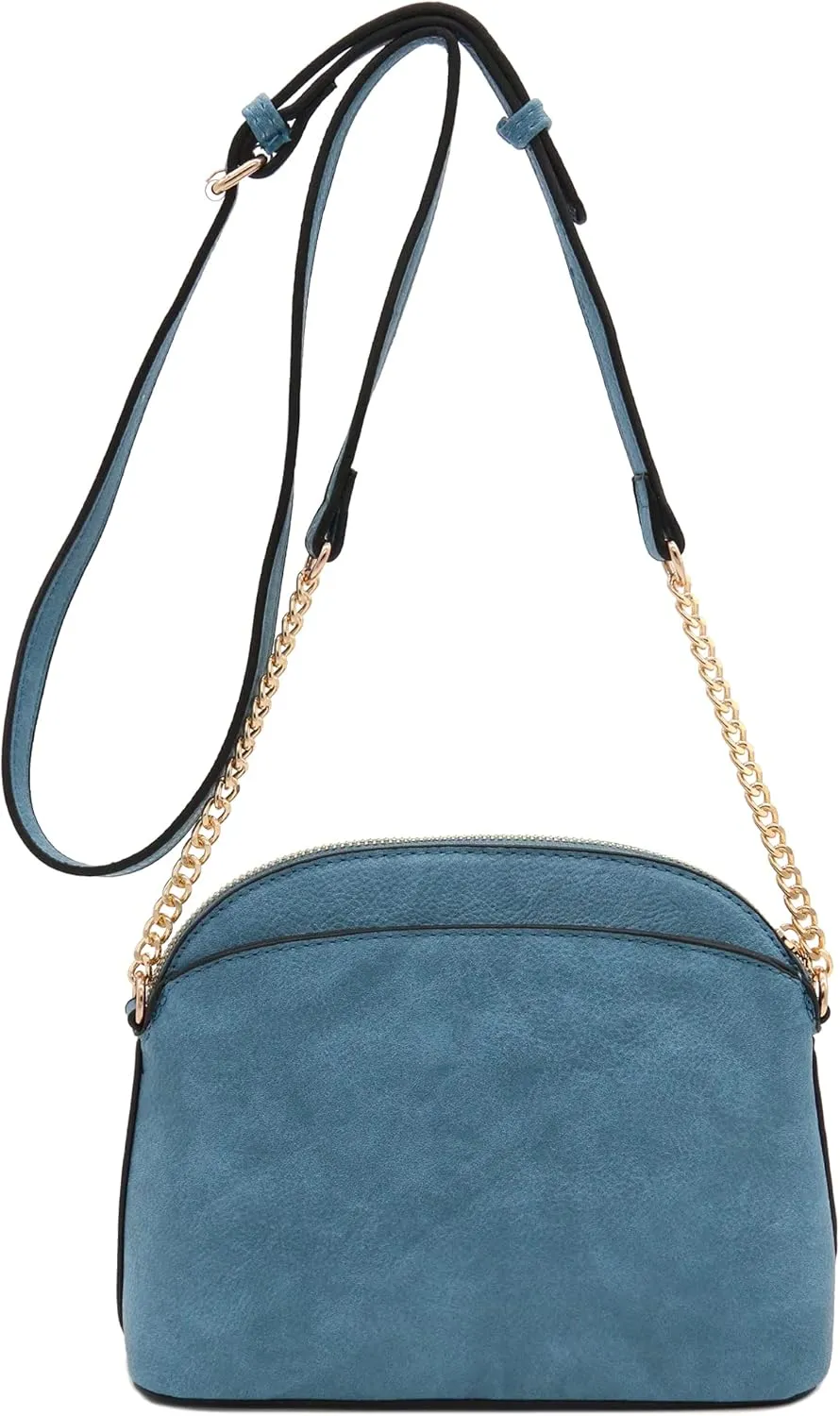 FashionPuzzle Faux Leather Small Dome Crossbody Bag with Chain Strap