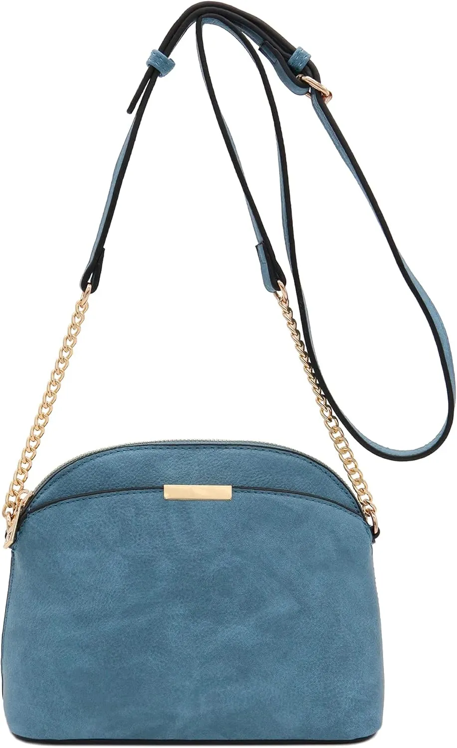 FashionPuzzle Faux Leather Small Dome Crossbody Bag with Chain Strap