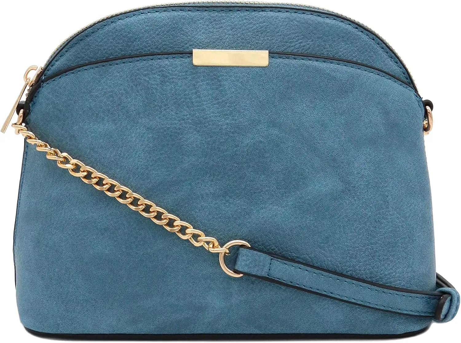 FashionPuzzle Faux Leather Small Dome Crossbody Bag with Chain Strap
