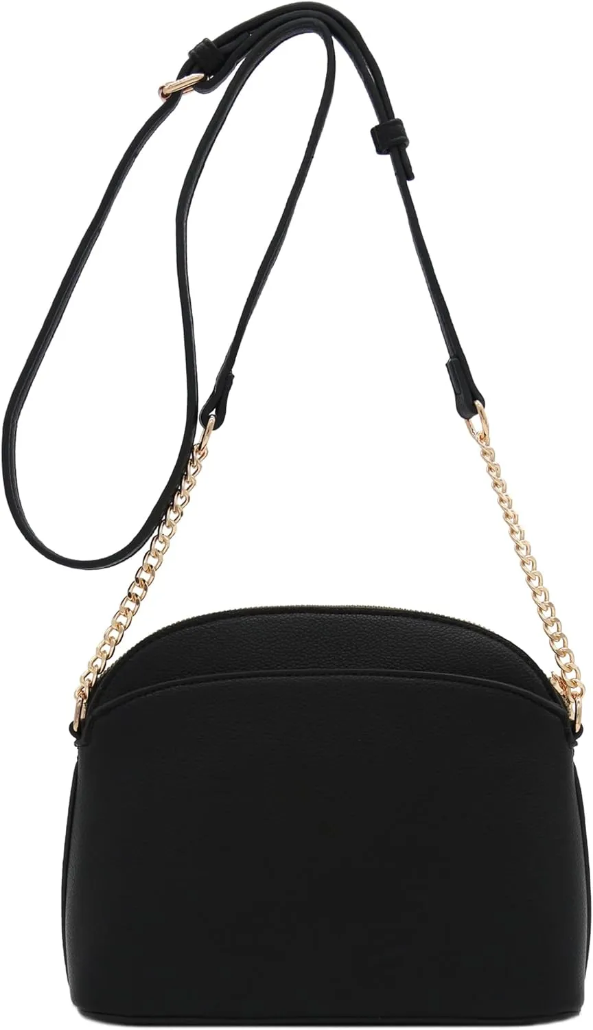 FashionPuzzle Leopard Paisley Print Small Dome Crossbody with Chain Strap