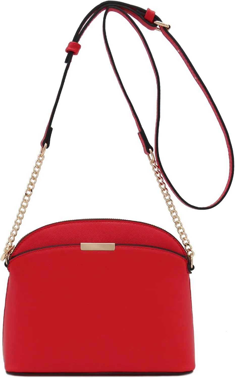 FashionPuzzle Saffiano Small Dome Crossbody bag with Chain Strap