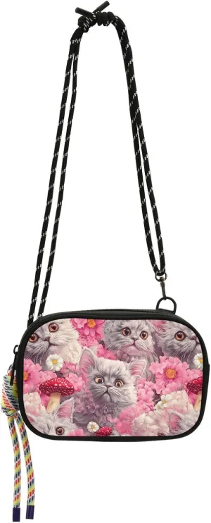 Fierce Selkirk Rex Cats Realistic Style Small Black Crossbody Purse for Men Waterproof with Credit Card Slots Women's Shoulder Handbags Take a walk