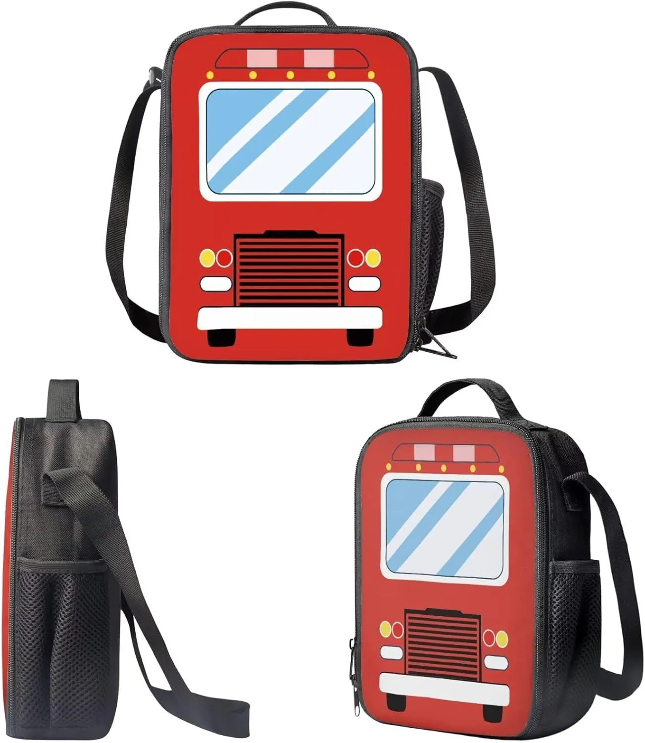 Fire Engine Red Kids Backpack Set with Lunch Box and Pencil Case 3 Piece School Book Bags