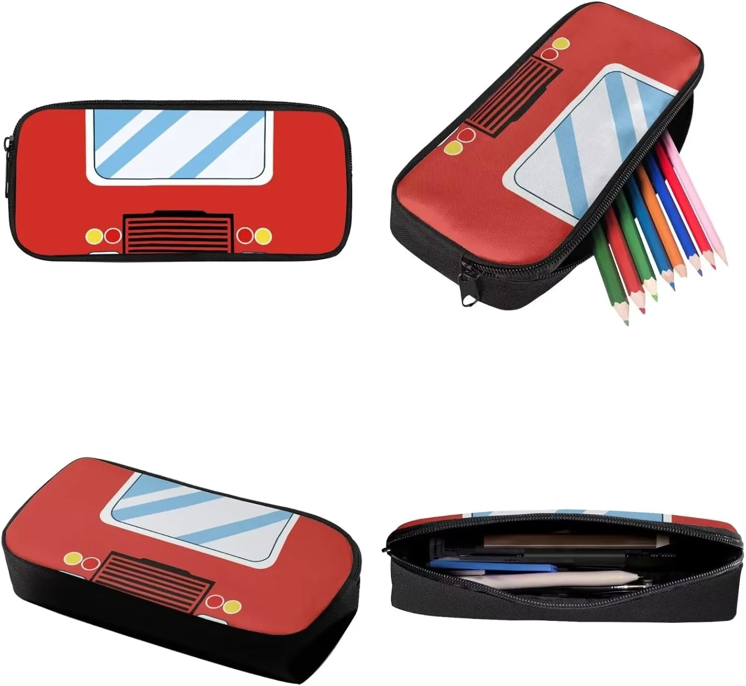 Fire Engine Red Kids Backpack Set with Lunch Box and Pencil Case 3 Piece School Book Bags
