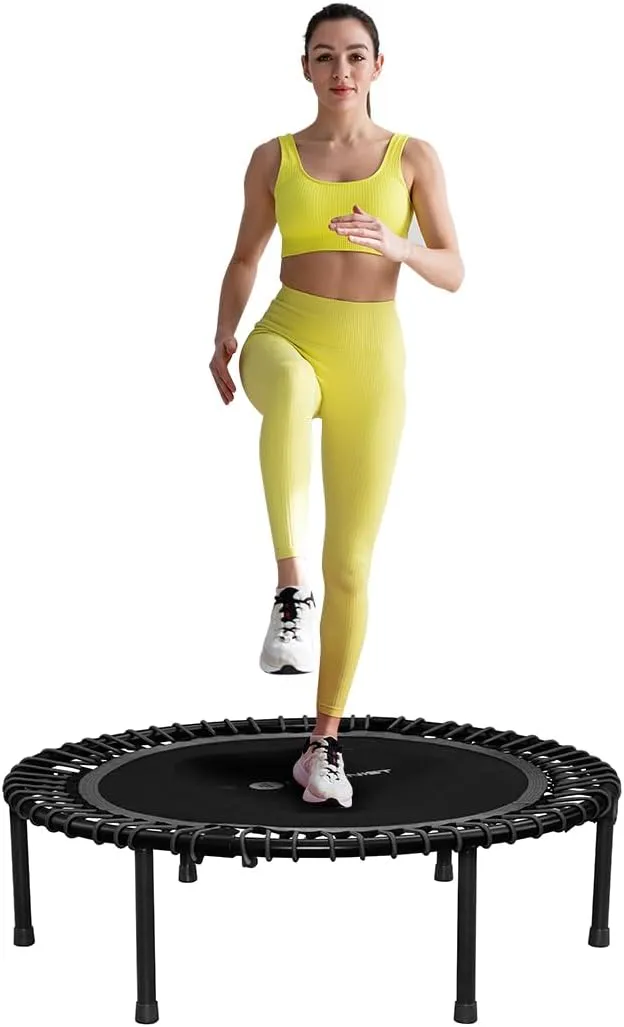 Fitness Trampoline for Adults and Kids, Indoor Rebounder Exercise Trampoline for Workout Fitness for Quiet and Safely Cushioned Bounce Workout