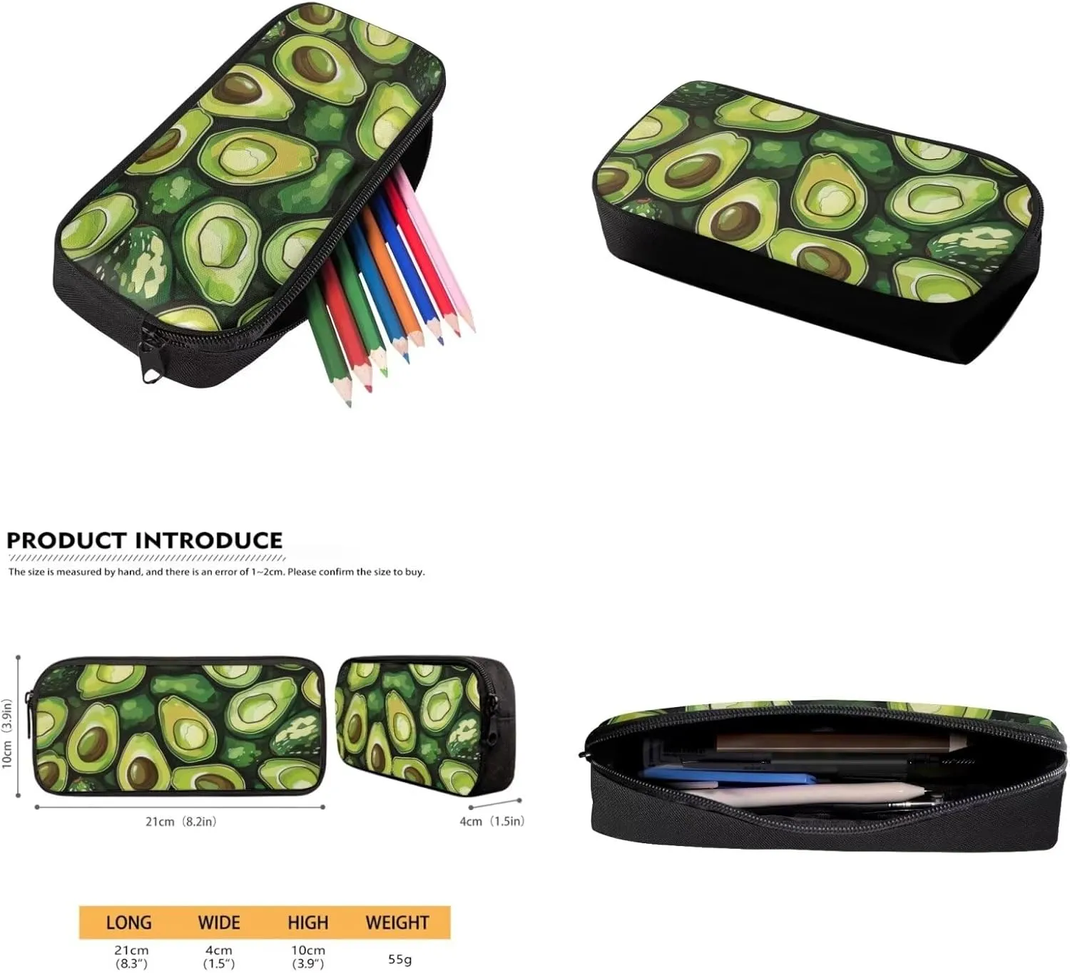 Flashideas Avocado Print School Backpack Set 4Pcs Kids Backpack for Boys 6-8 with Lunch Box Pencil Case and Water Bottle Case Cover Toddler Bookbag Multifunctional Pencil Case Child Backpacks