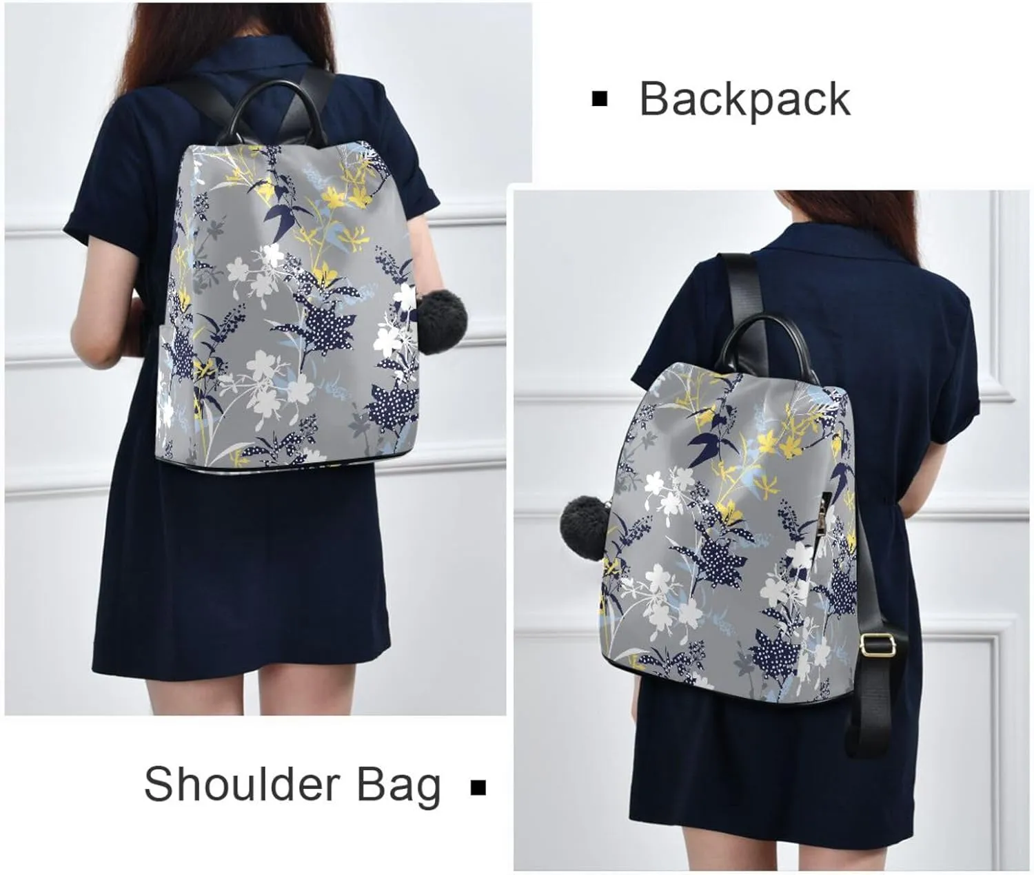 Flower Print Anti-theft Backpack Handbags for Women Travel Rucksack Lightweight Shoulder Bags 13.4 X 5.9 X 15in Pattern 3