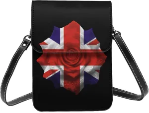 Flowers Britain British Flag Small Crossbody Bag Is A Shoulder Bag Designed For Women And Girls Cell Phone Crossbody Wallet Purses With Card Slots Adjustable Strap