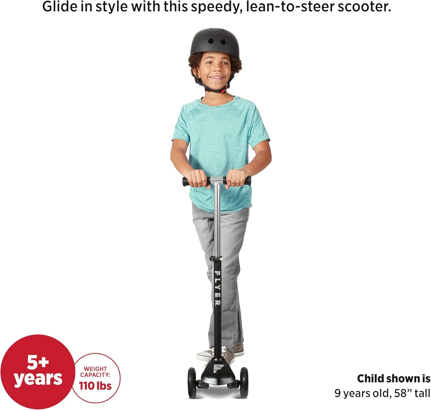 Flyer Glider Pro, Radio Flyer Lean to Steer Kids Scooter, for Kids Ages 5  Years
