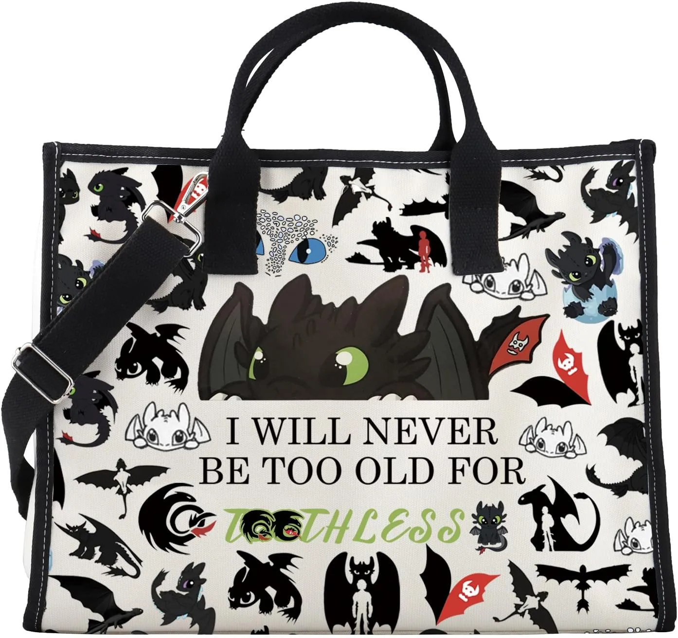 FOTAP Dragon Anime Tote Bag Black Dragon Gift Dragon Lover Shoulder Bag Anime Characters Lover Gift
