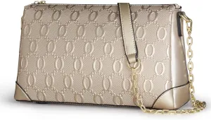 FOXLOVER Women's Crossbody Bags Satchel Handbags Small Purse Cow Leather Shoulder Bag for Women Zipper Chain Pattern