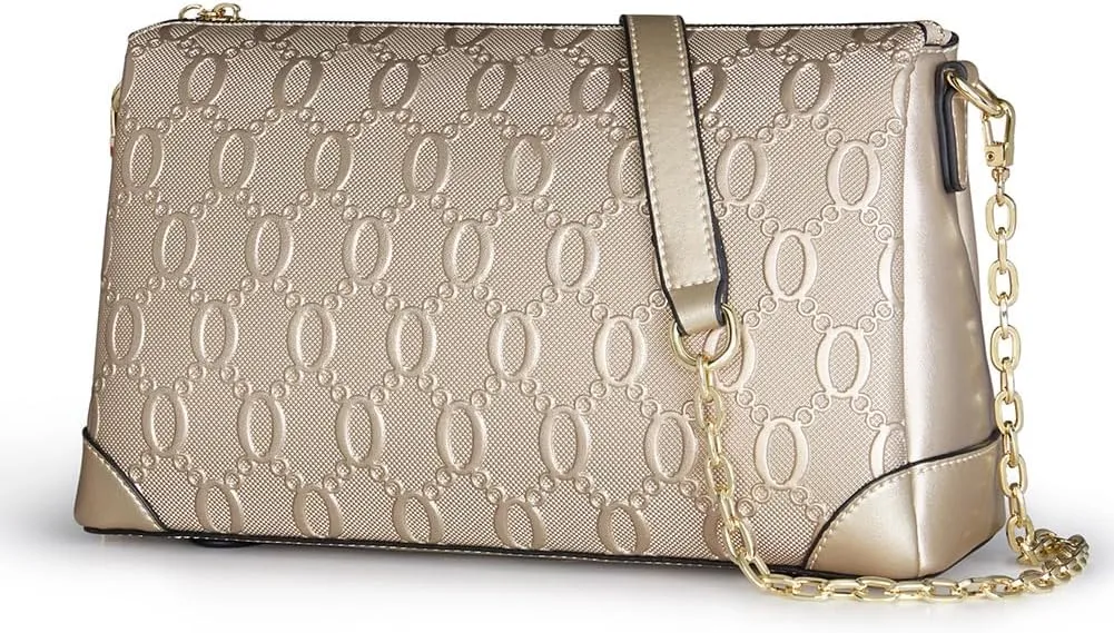 FOXLOVER Women's Crossbody Bags Satchel Handbags Small Purse Cow Leather Shoulder Bag for Women Zipper Chain Pattern