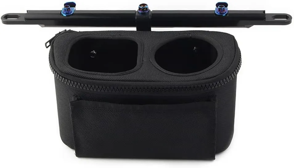 FSFY Bike Double Cup Holder, Bike Water Bottle Holder Storage Motorbike Handlebar Drinking Holder Pockets Phone Bag with Stabilizer Bar for Yamaha NMAX XMAX TMAX 530 500 SX DX Cruiser Mountain Bike